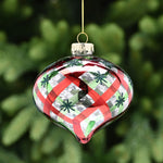 Striped Red & Green Onion Glass Bauble - C Red Green Lines Onion Glass Bauble 10CM Accessories Sterling Home 1
