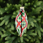Striped Red & Green Drop Glass Bauble - C Red Green Lines Drop Glass Bauble 17CM Accessories Sterling Home 1
