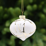 Crackled Glass Cream & Gold Onion Bauble - S Cream Gold Crackle Onion Glass Bauble 8CM Accessories Sterling Home 1
