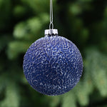 Raised Glass Midnight Blue Bauble - L Midnight Blue Raised Glass Bauble 8CM Accessories Sterling Home 1