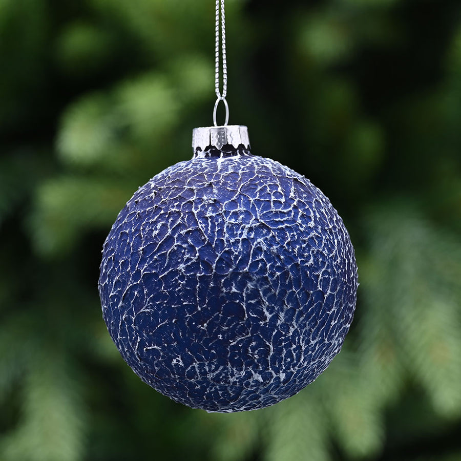 Raised Glass Midnight Blue Bauble - L Midnight Blue Raised Glass Bauble 8CM Accessories Sterling Home 1