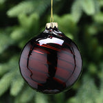Striped Black & Brown Glass Bauble - I Brown Black Lines Glass Bauble 10CM Accessories Sterling Home 1