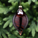 Striped Black & Brown Teardrop Glass Bauble - I Brown Black Lines Teardrop Glass Bauble 15CM Accessories Sterling Home 1