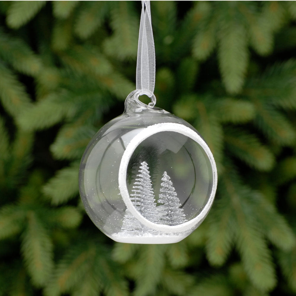 Tree Open Glass Bauble - S Clear Open Glass Bauble With Tree 8CM Accessories Sterling Home 1