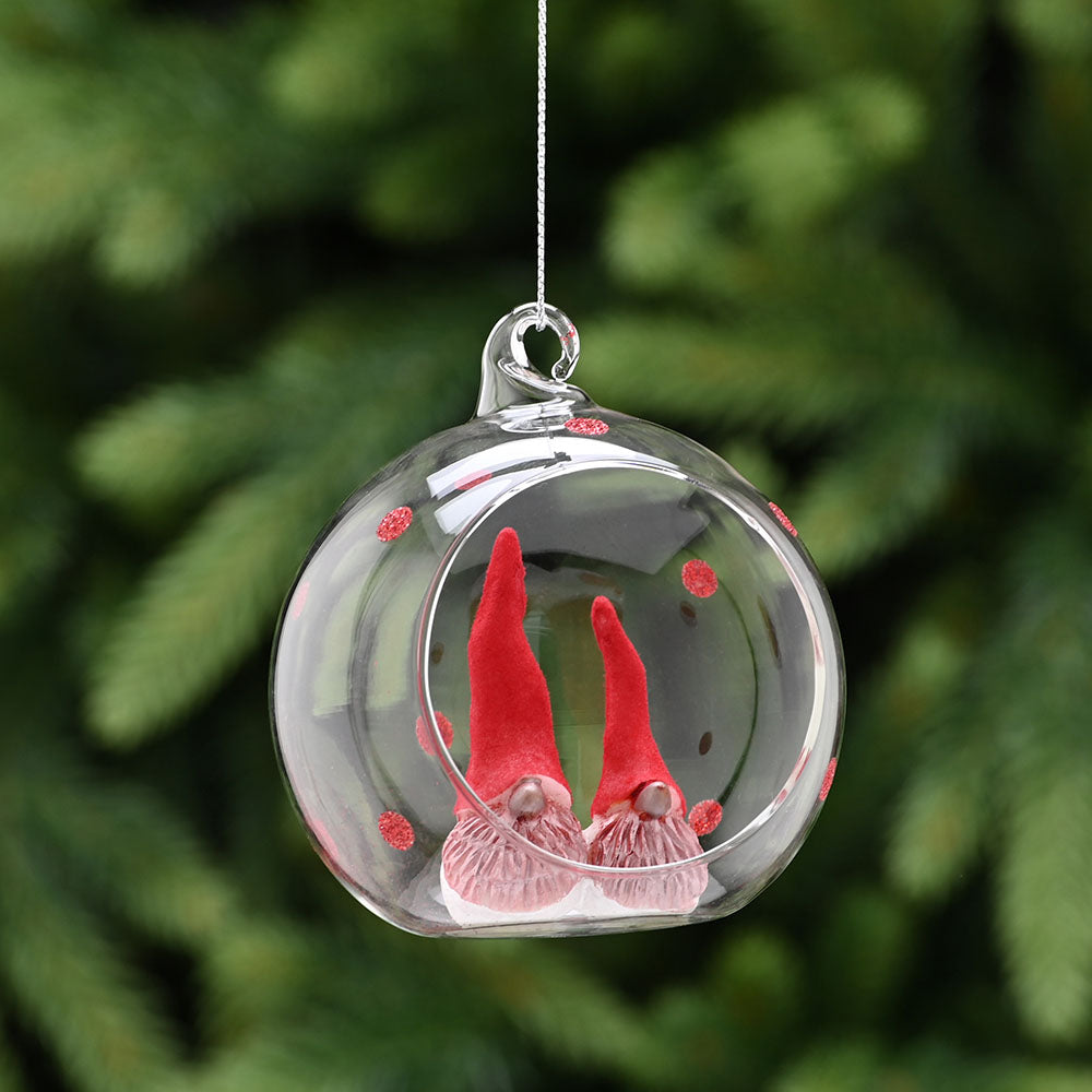 Gonk Open Glass Bauble - C Clear Open Glass Bauble With Gonk 8CM Accessories Sterling Home 1