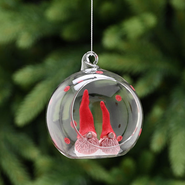 Gonk Open Glass Bauble - C Clear Open Glass Bauble With Gonk 8CM Accessories Sterling Home 1