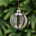 Striped Black & Gold Glass Bauble - I Clear Gold Black Stripes Glass Bauble 8CM Accessories Sterling Home 1