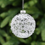 Glitter Silver Glass Bauble - L Clear Silver Glitter Glass Bauble 8CM Accessories Sterling Home 1