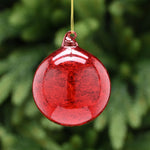 Crackled Glass Deep Red Bauble - C Deep Red Crackle Effect Glass Bauble 8CM Accessories Sterling Home 1