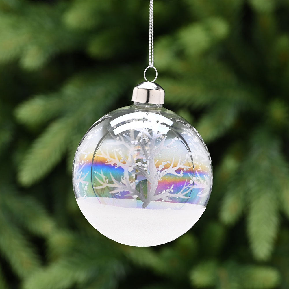 Iridescent Tree Glass Bauble - L Clear Iridescent Tree Glass Bauble 8CM Accessories Sterling Home 1
