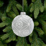 Snowflake Frosted White Glass Bauble - L Frost Glass Bauble Snowflake 10CM Accessories Sterling Home 1