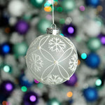 Snowflake Frosted White Glass Bauble - L Frost Glass Bauble Snowflake 10CM Accessories Sterling Home 2
