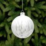 Blue & White Glass Bauble - L White Blue Detail Glass Bauble 10CM Accessories Sterling Home 1