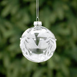 Leaf Silver Glass Bauble - L Clear Silver Leaf Glass Bauble 8CM Accessories Sterling Home 1
