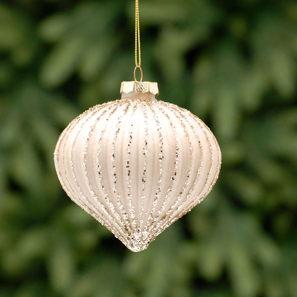 Glitter Gold Onion Glass Bauble - I Gold Glitter Glass Onion Bauble 10CM Accessories Sterling Home 1