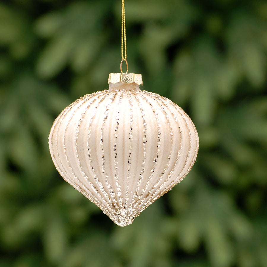 Glitter Gold Onion Glass Bauble - I Gold Glitter Glass Onion Bauble 10CM Accessories Sterling Home 1