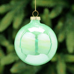 Ripple Iridescent Glass Bauble - S Green Iridescent Ripple Glass Bauble 8CM Accessories Sterling Home 1