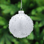 Encrusted Silver Glass Bauble - L Silver Encrusted Glass Bauble 8CM Accessories Sterling Home 1