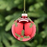 Holy Shiny Red Glass Bauble - C Shiny Red Glass Ball With Holly 8CM Accessories Sterling Home 1