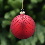 Red Glitter Scalloped Glass Bauble - C Red Glitter Scallop Glass Bauble 8CM Accessories Sterling Home 1