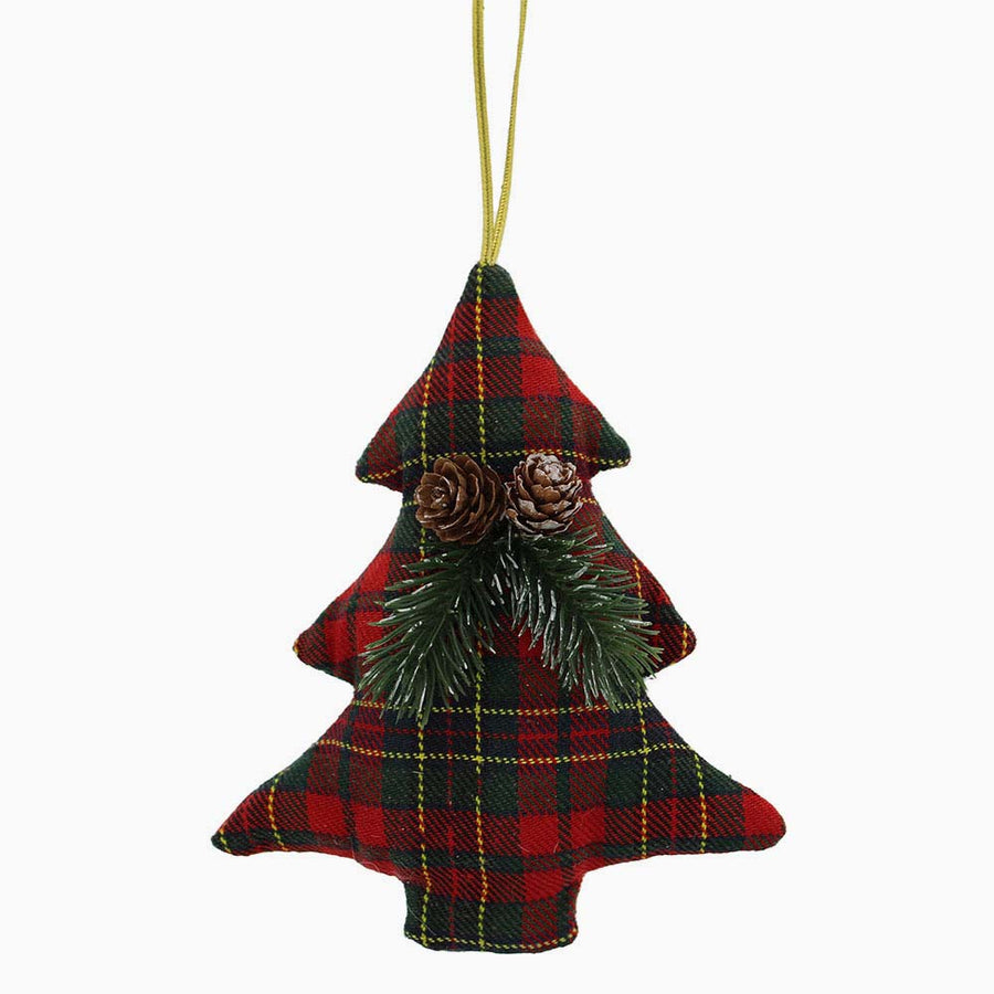 Tartan Tree Shatter Proof Bauble - C Green Red Tartan Fabric Tree Bauble 16CM Accessories Sterling Home 1