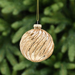 Spiral Antique Gold Glass Bauble - I Antique Gold Spiral Glass Bauble 8CM Accessories Sterling Home 1