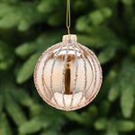 Bronze Striped Glass Bauble - I Translucent Amber Stripes Glass Bauble 8CM Accessories Sterling Home 1