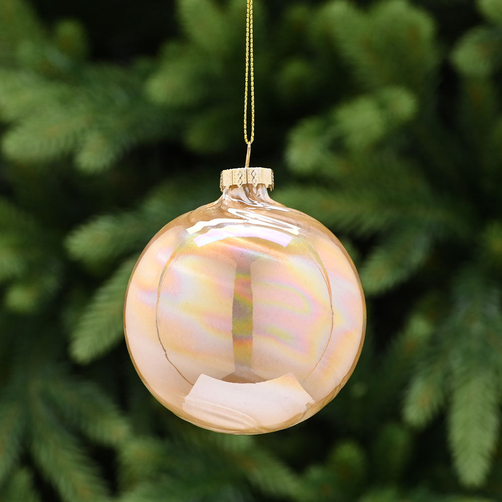 Twist Gold Glass Bauble - I Gold Rainbow Twist Stripe Glass Bauble 8CM Accessories Sterling Home 1