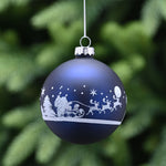 Forest Scene Midnight Blue Glass Bauble - L Midnight Blue Forest Scene Glass Bauble 8CM Accessories Sterling Home 1