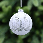 Forest Scene Silver Glass Bauble - S Silver Forest Scene Glass Bauble 8CM Accessories Sterling Home 1