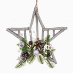 Wooden Star With Pine Hanging Decoration - S Wooden Star W/Pine Decoration Accessories Sterling Home 1