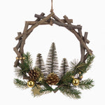 Wooden With Pine Wreath - S Wooden Wreath W/Pine 32CM Accessories Sterling Home 1