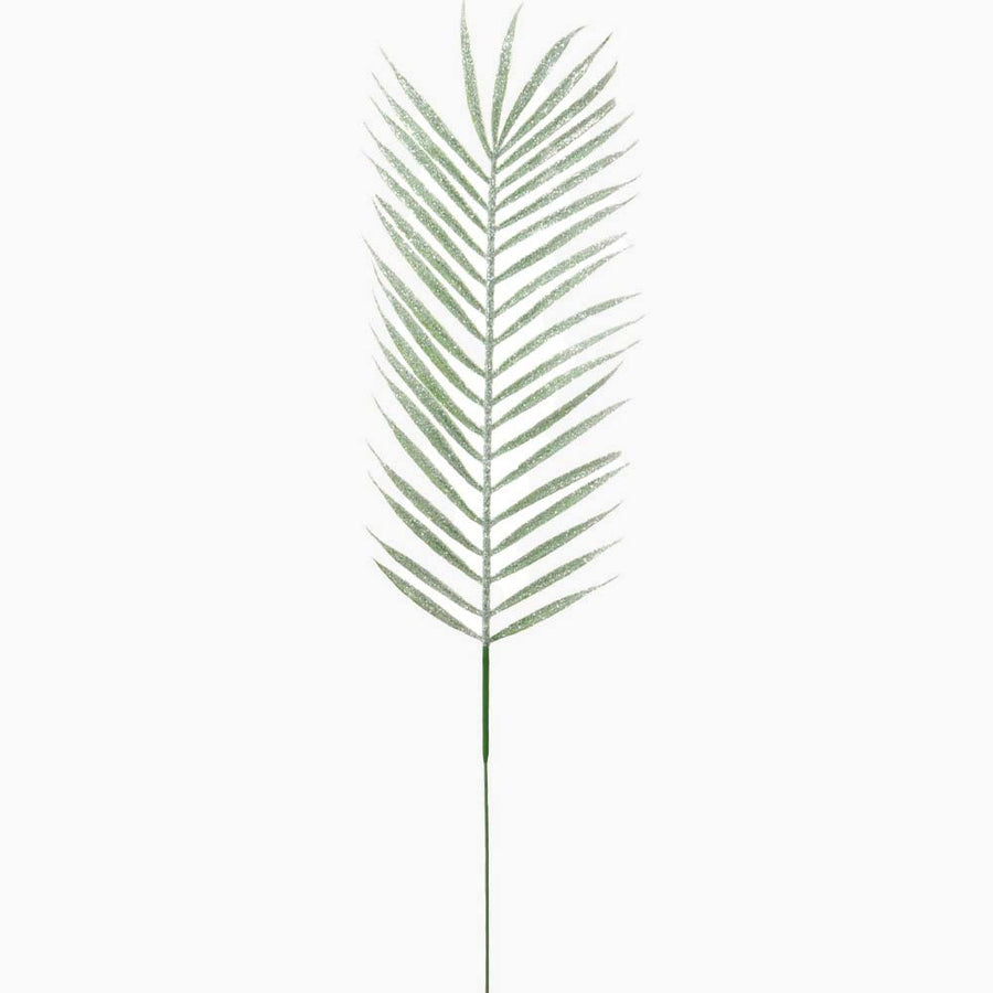 Glittered Palm Leaf Green Artificial Flower - S Glittered Palm Leaf Stem 56CM Accessories Sterling Home 1