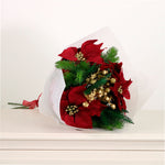 Poinsettia Red Artificial Flower Bunch - C Red Poinsettia Bunch 32CM Accessories Sterling Home 1
