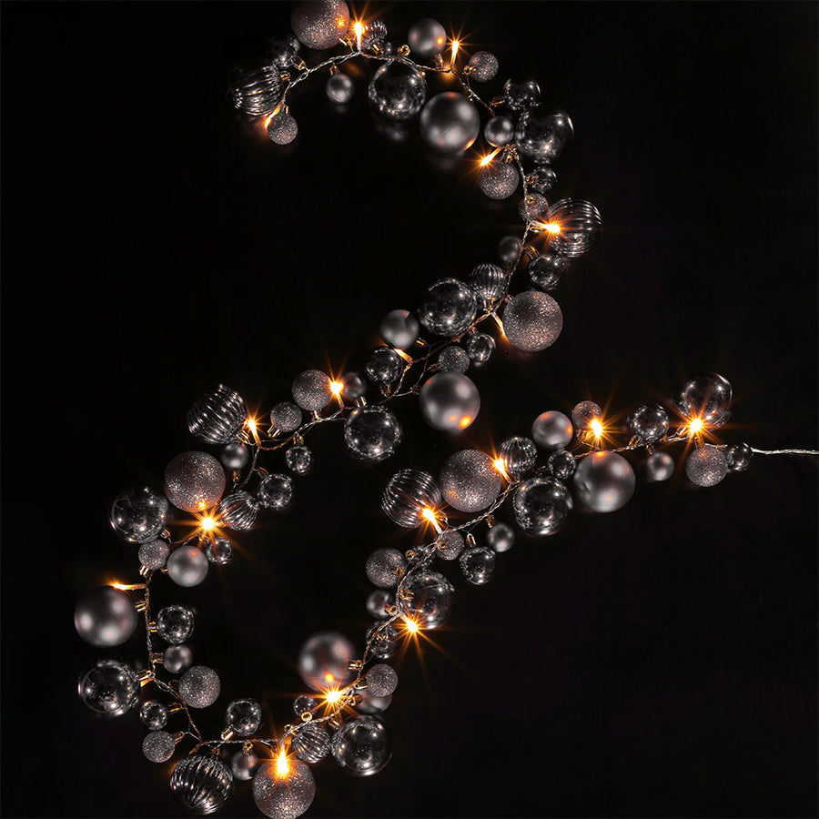 Cluster Battery Operated LED Silver Bauble Garland - Silver Bauble Cluster Garland BO Accessories Sterling Home 1