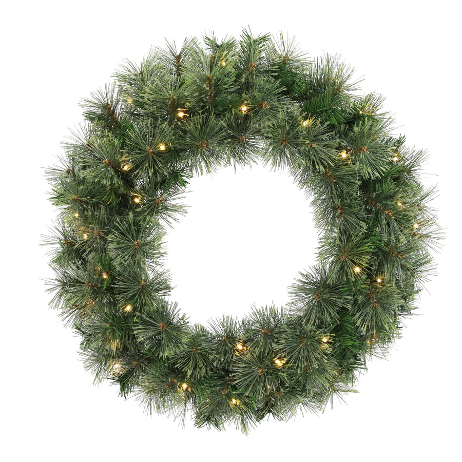Sandringham Pine LED Warm White Wreath - 24'' Sandringham Pine Pre Lit Wreath WW LED Accessories Sterling Home 1