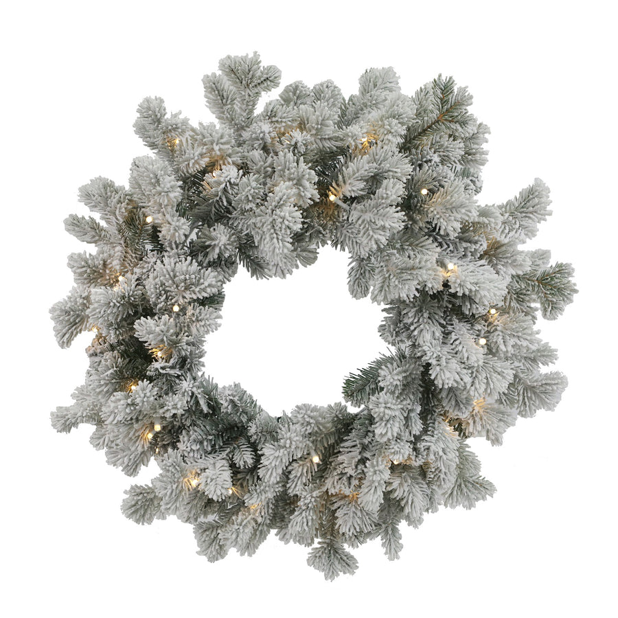 Lakeland Snowmelt Fir LED Warm White Wreath - 24'' Lakeland Snowmelt Fir Pre Lit Wreath WW LED Accessories Sterling Home 1