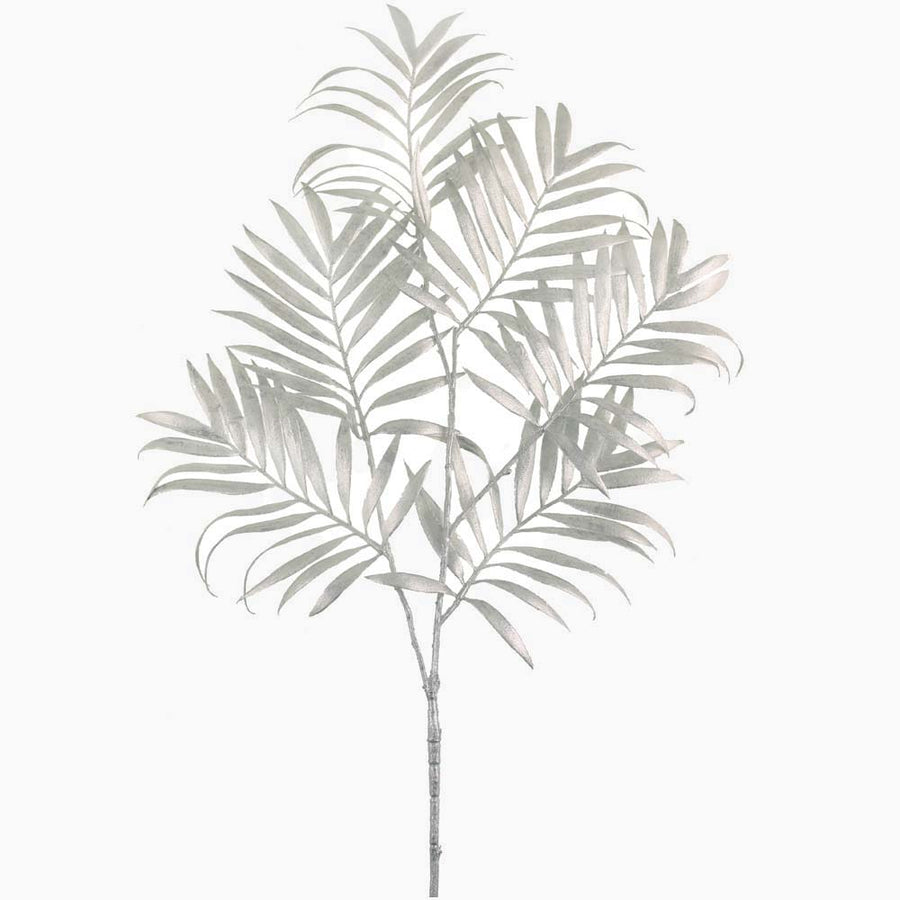 Glitter Palm Silver Artificial Flower Spray - L Palm Spray Glittered 81CM Accessories Sterling Home 1