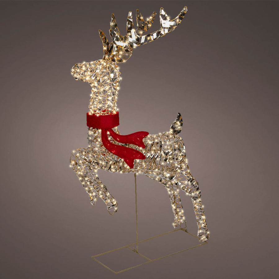 Micro LED Gold Leaping Reindeer - Micro LED Leaping Reindeer Gold 100CM Accessories Sterling Home 1