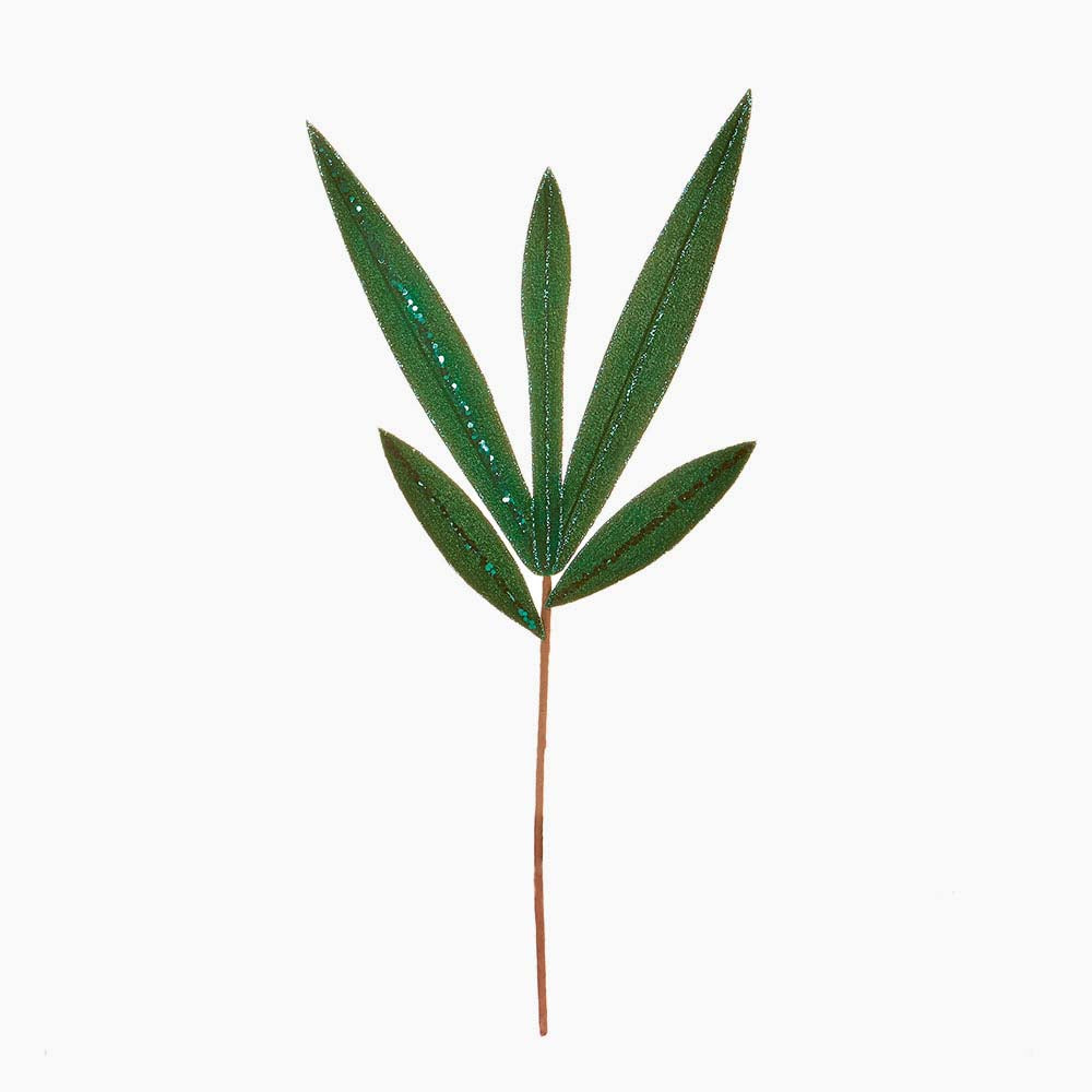 Glitter Leaf Emerald Green Artificial Flower - C Leaf Glitter Stem Emerald Green 55CM Accessories Sterling Home 1