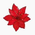 Beaded Poinsettia Red Artificial Flower Clip - C Beaded Poinsettia Clip Red 20CM Accessories Sterling Home 1