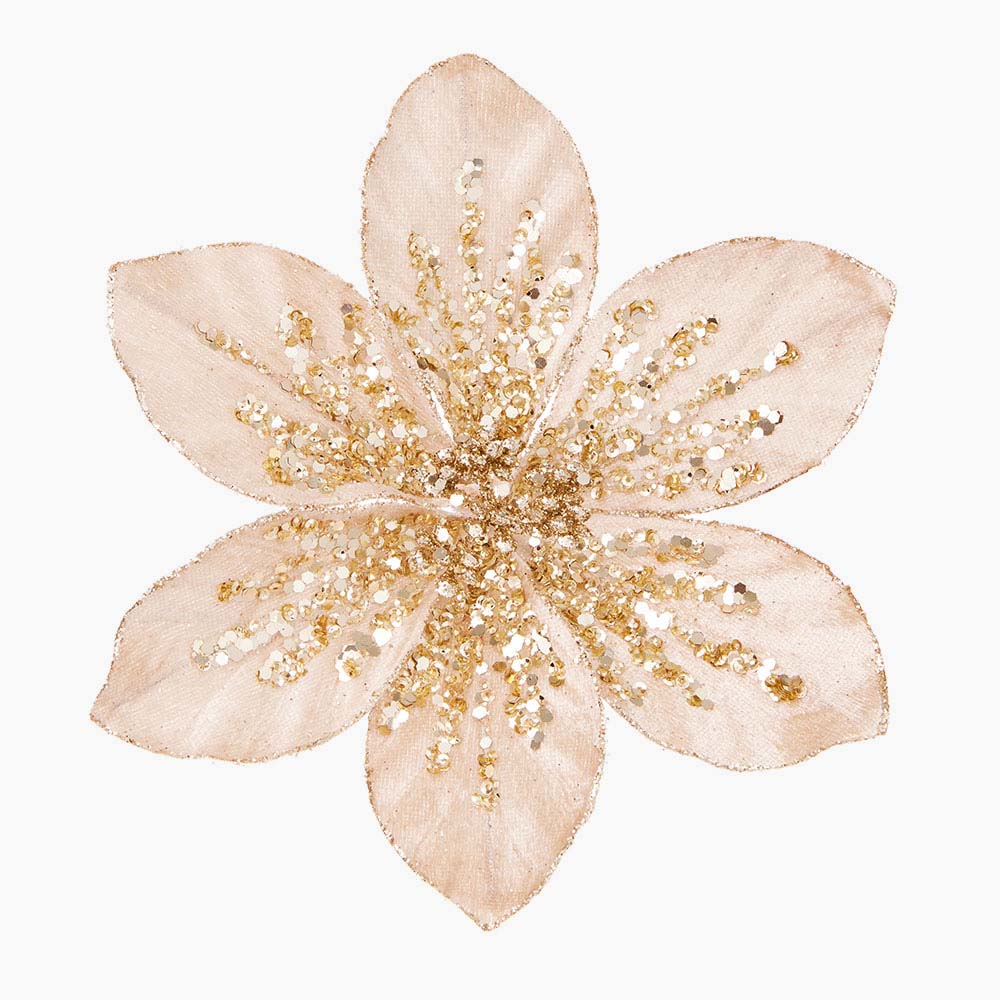 Glitter Champange Gold Artificial Flower Clip - I Glitter Flower Clip Champagne Gold 19CM Accessories Sterling Home 1