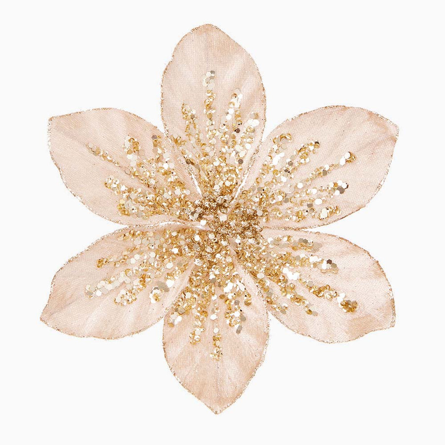 Glitter Champange Gold Artificial Flower Clip - I Glitter Flower Clip Champagne Gold 19CM Accessories Sterling Home 1
