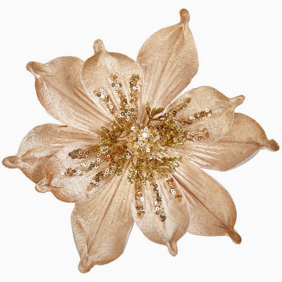 Magnolia Champange Gold Artificial Flower Clip - I Velvet Magnolia Clip Champ Gold 24CM Accessories Sterling Home 1