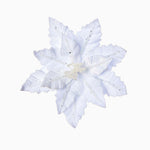 Glitter Poinsettia White Artificial Flower Clip - L Velvet Poinsettia Glitter Clip White 31CM Accessories Sterling Home 1