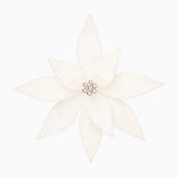 Fluffy Poinsettia White Artificial Flower Clip
