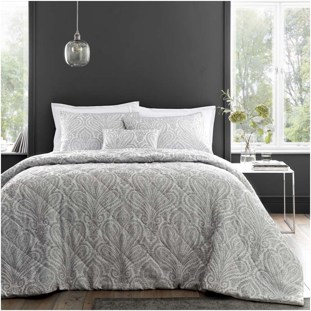 Marseilles Silver Duvet Cover Set - Montpellier Duvet Set Silver Double Accessories Sterling Home 1