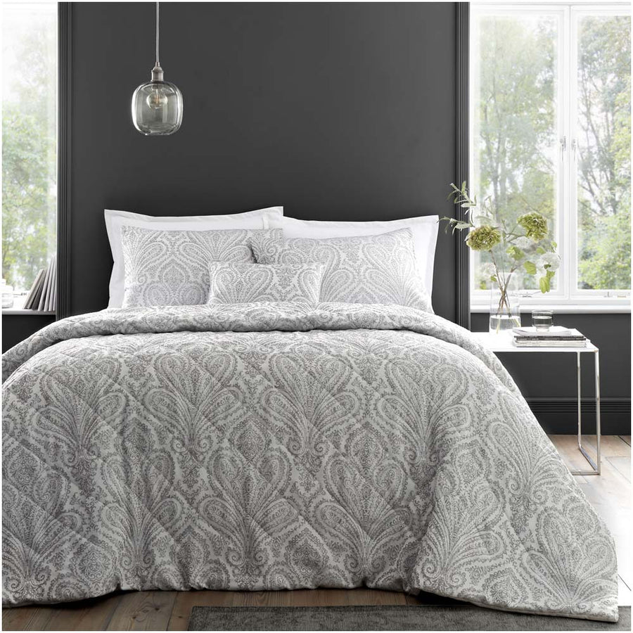 Marseilles Silver Duvet Cover Set - Montpellier Duvet Set Silver Double Accessories Sterling Home 1