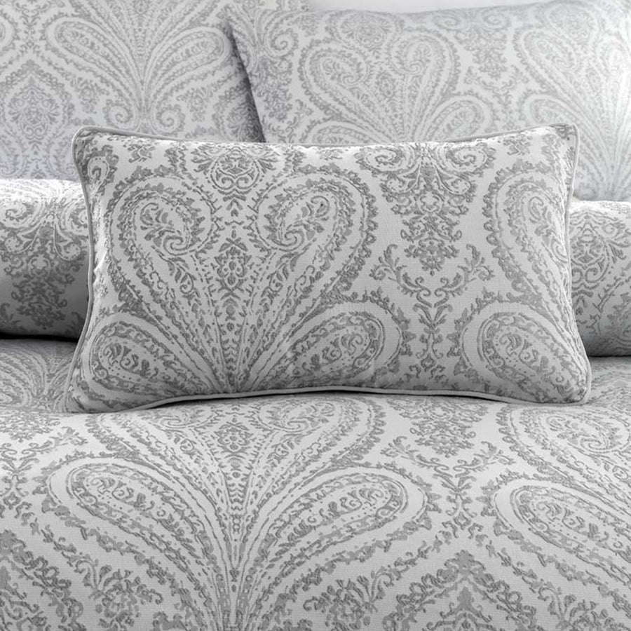 Marseilles Silver Cushion - Montpellier Filled Boudoir Cushion Silver 32X50CM Accessories Sterling Home 1