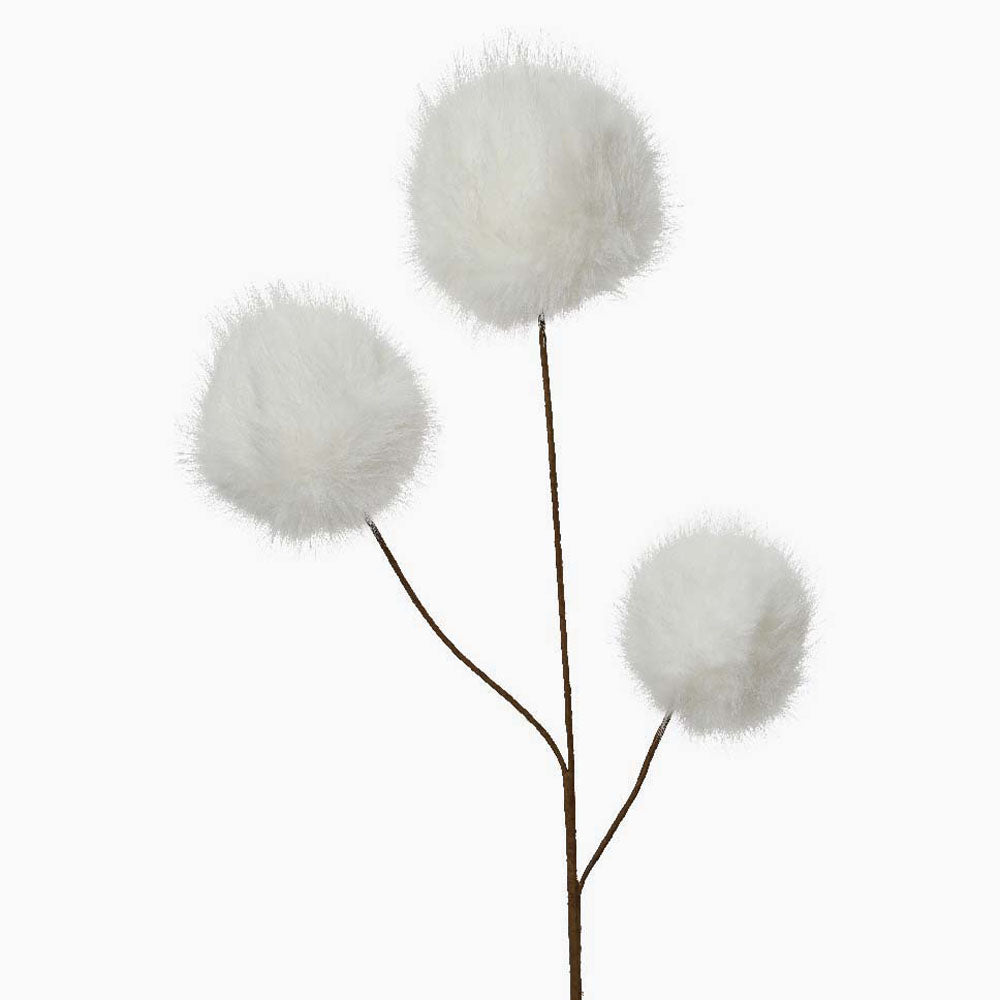 Faux Fur Bulbs White Artificial Flower Spray - L White Spray On Stem Faux Fur Bulbs Accessories Sterling Home 1